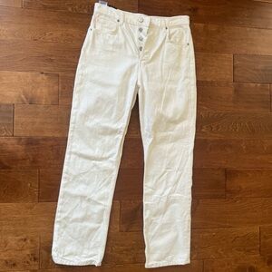 Reformation Cynthia High Rise White Straight Jeans